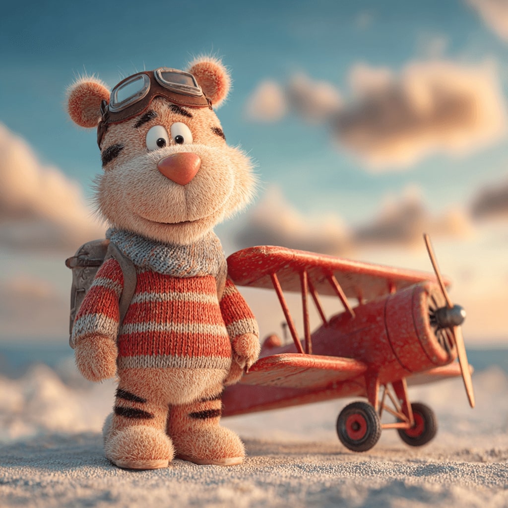 BDUUU casino mascot is a tiger in a pilot's uniform next to an aeroplane, a hint of the Aviator game